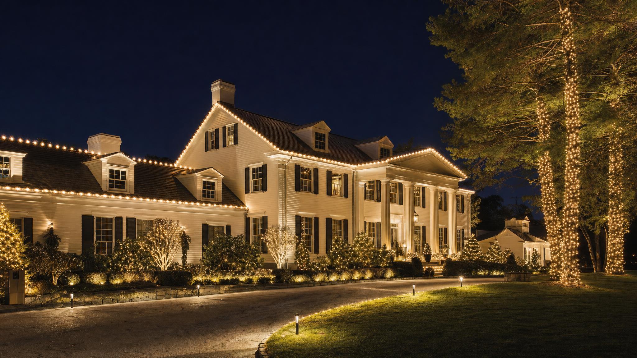 Greenwich Estate Holiday Display commercial lighting project in Greenwich, CT